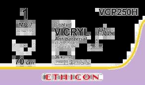 VICRYL PLUS фіолетовий 70см M4 USP1 одна голка MO-7, тип колюча Taper Point, 22мм, 1/2 кола